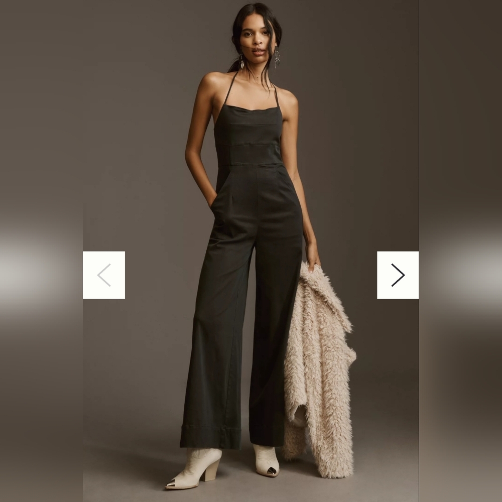 Anthropologie Halter Neck Wide Leg Jumpsuit